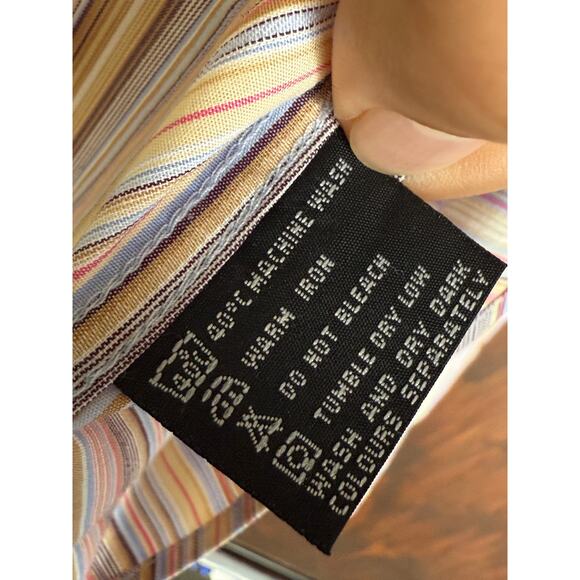 Balmain Paris Striped Luxery Button Up Dress Shirt Pink Multicolor Men 17 1/2 44 - Picture 10 of 11